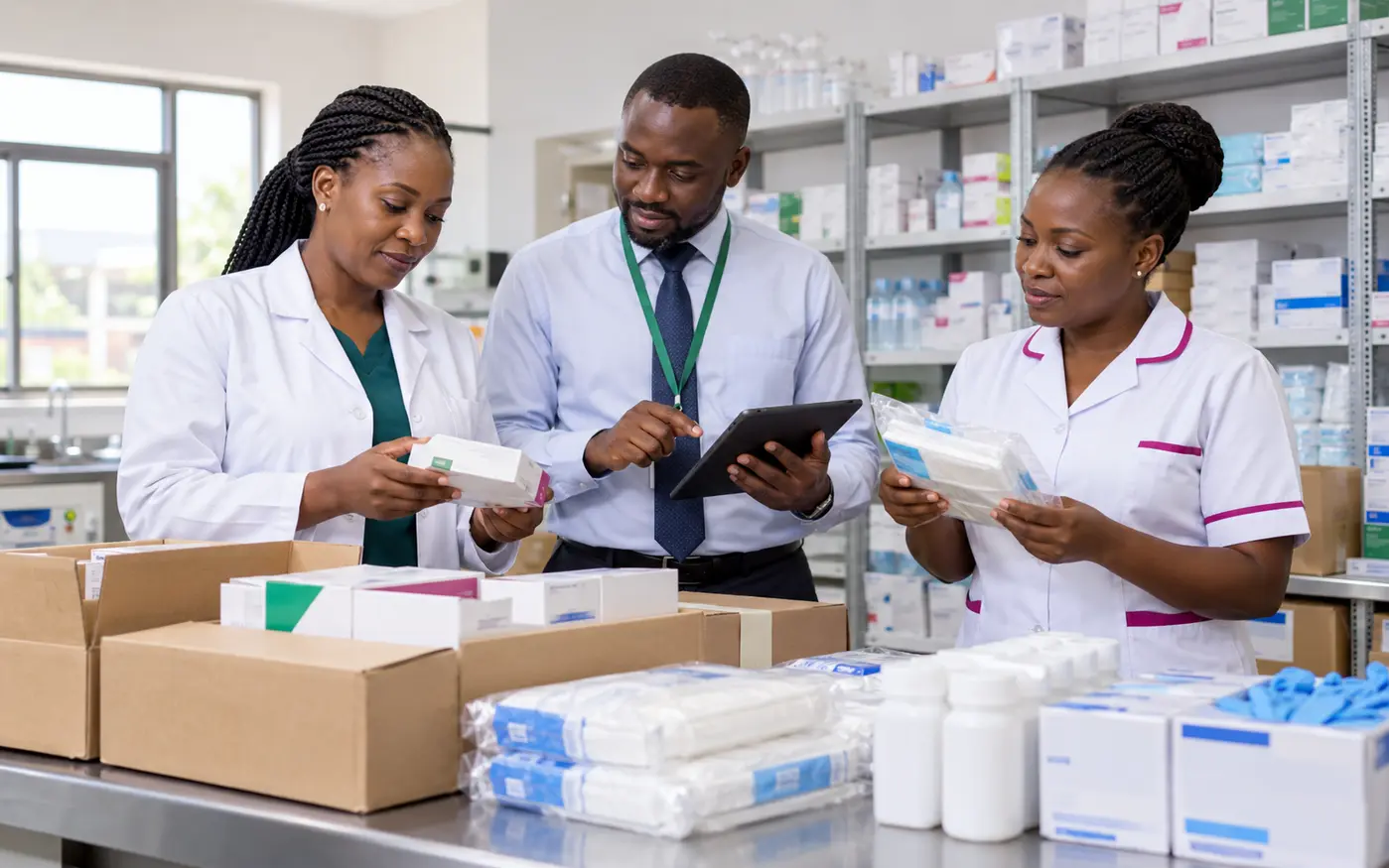 Clinic building with medicines and medical supplies